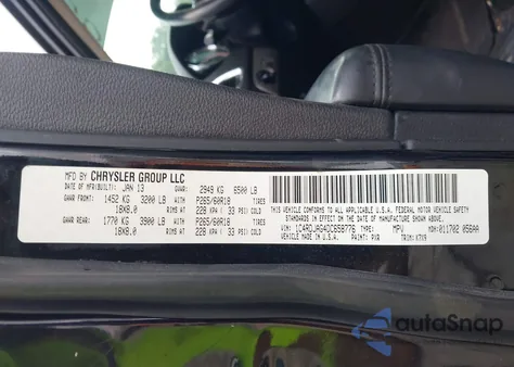 2013 Dodge Durango Sxt из США, поврежденный, VIN 1C4RDJAG4DC658776